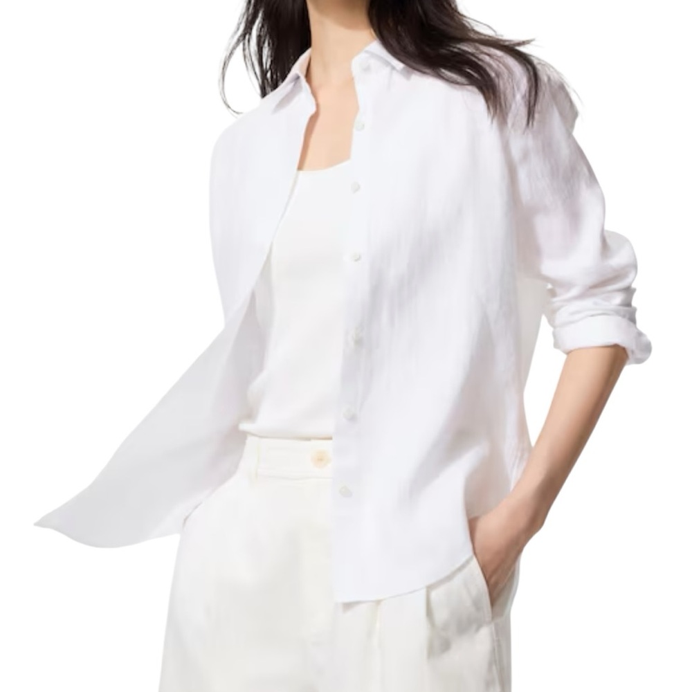 Uniqlo White Linen Shirt Size Small